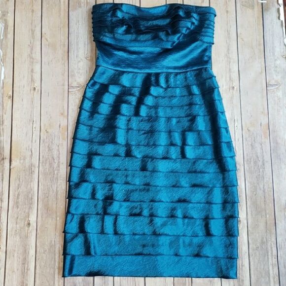 Maggy London Turquious Ruffled Strapless Dress - Picture 1 of 7